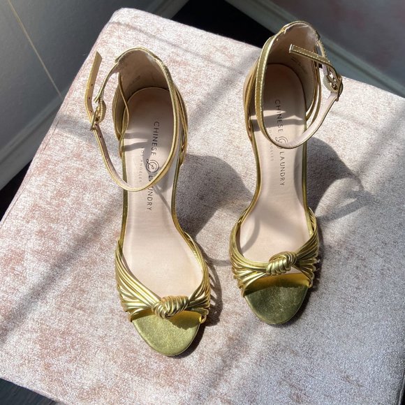 Chinese Laundry Robbie Gold Strappy Dress Heels - Picture 3 of 9